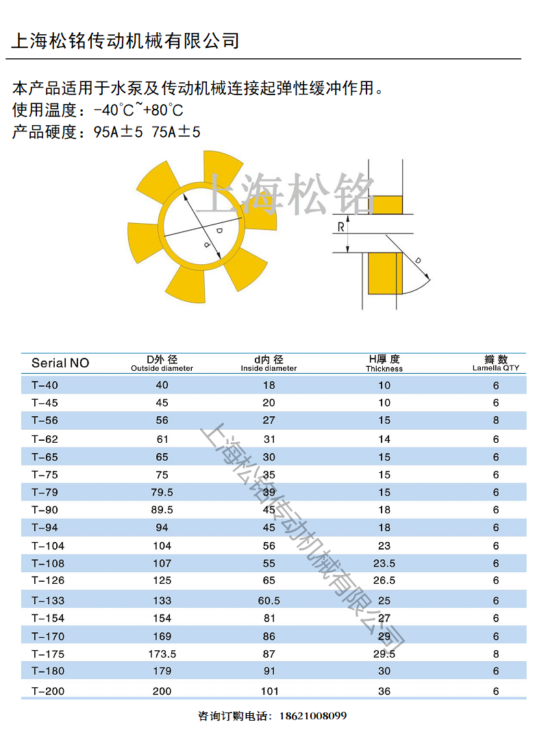 T104三爪电机联轴器梅花减振缓冲垫配件选型参考