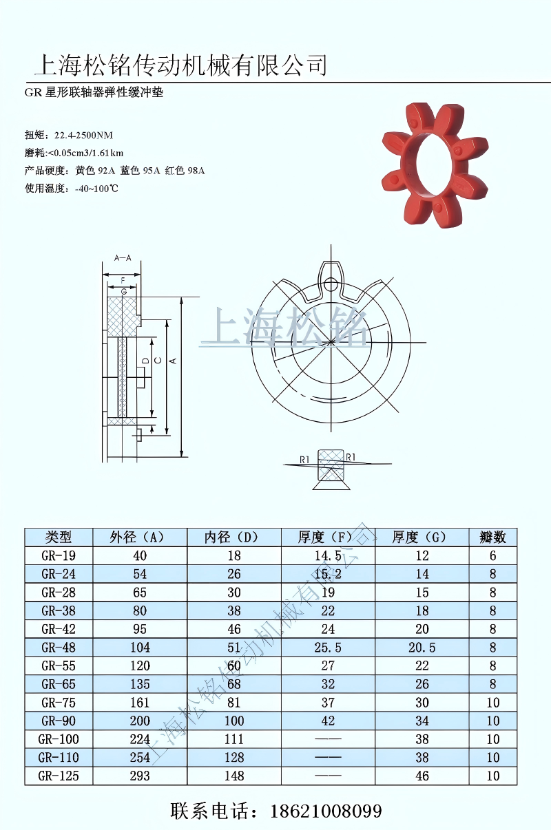 GR48缓冲垫联轴器配件选型标准参数
